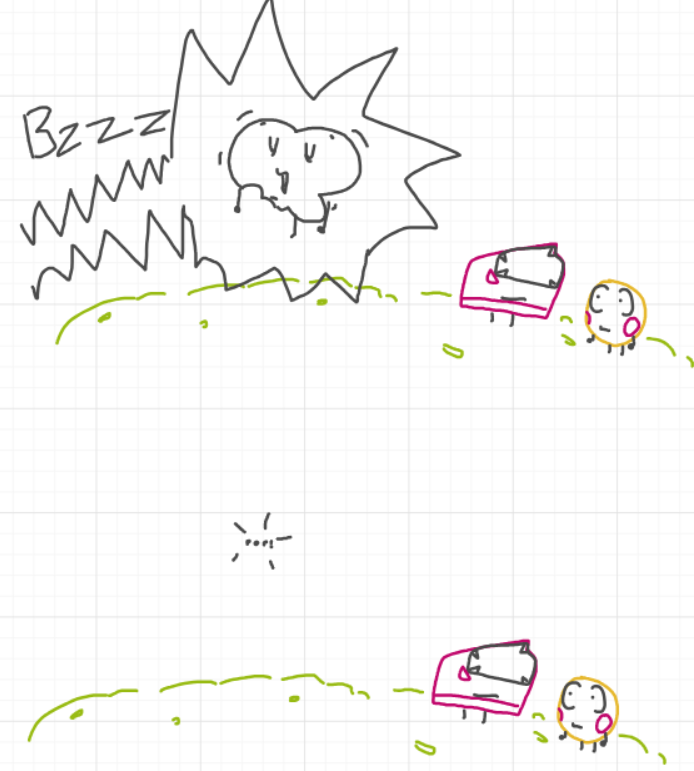 A panel from Ready Oar Knot, episode three of the Board Boards object show by Furretwalk/WalkingFurret.